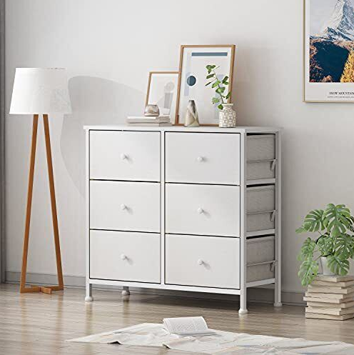 BOLUO White Dresser for Bedroom 6 Drawer Organizers Fabric Storage Chest Towe...