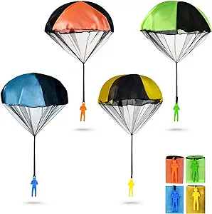 PGXT Parachute Toy, Tangle Free Throwing Toy Parachute, Outdoor Children's Flying Toys, No Battery nor Assembly Required (4 Pieces Set)