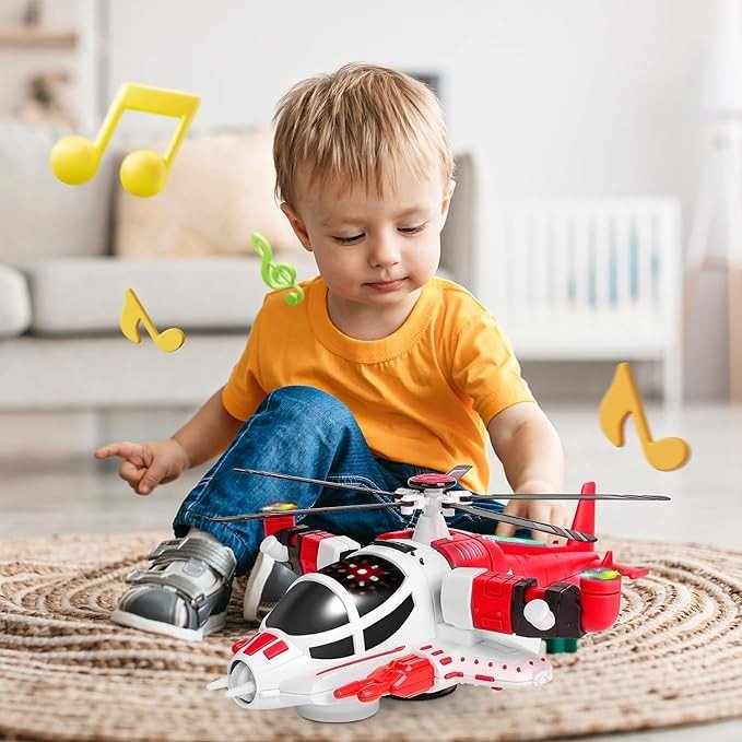 HOLYFUN Helicopter Toy for Toddler, Airplane Toys with Sounds and Lights, Birthday Gifts Baby Plane Toys for Boys and Girls