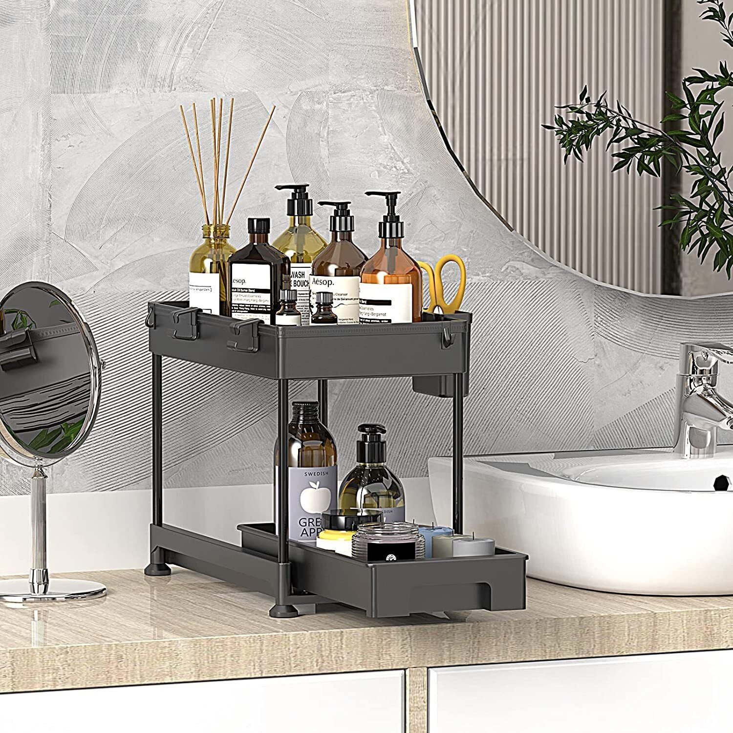SPACELEAD Under Sink Organizers and Storage, Under Sliding Cabinet Basket Organi