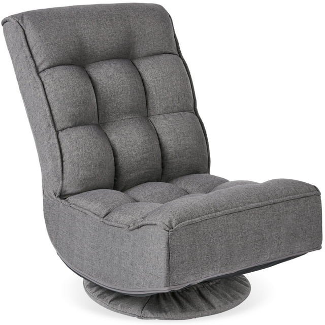 Best Choice Products Folding Floor Gaming Chair for Home, Office w/ 360-Degree Swivel, 4 Positions - Dark Gray