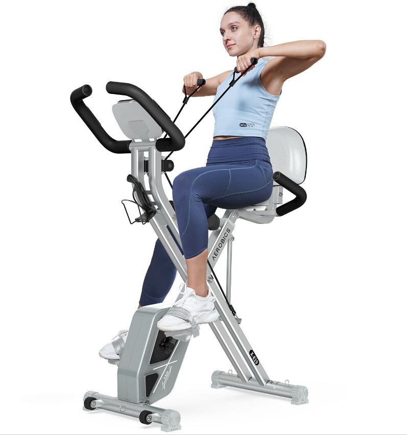 Folding Stationary Upright Indoor Cycling Exercise Bike Cardio Fitness Workout