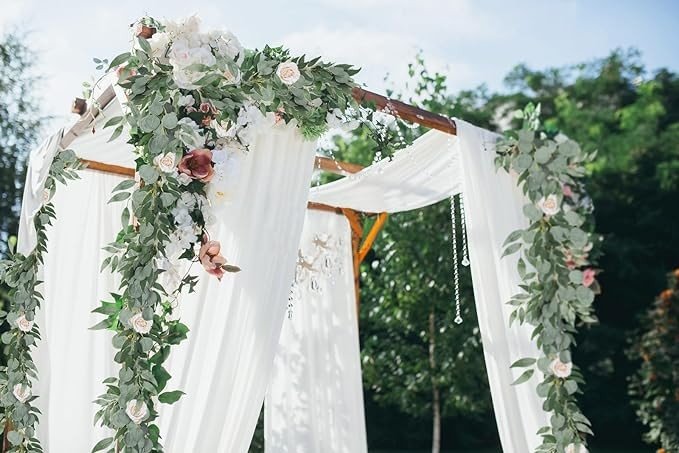 2Pack Artificial Eucalyptus Garland with Willow Leaves 6.5Feet Fake Hanging Plant Silk Eucalyptus Willow Leaves Ivy Garland Faux Greenery for Indoor Outdoor Wedding Party Home Table Runner Arch Decor