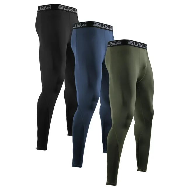BUYJYA 3Pack Men's Compression Pants Gym Tights Mens Leggings for Sports Yoga Workout Clothes