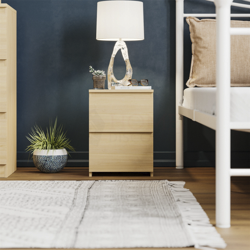 Modern 2 Drawer Chest of Drawers Bedside Table Nightstand Bedroom Furniture
