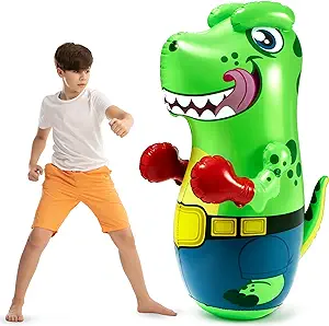 JOYIN Inflatable T-Rex Dinosaur Bopper 47 Inches, Bop Bag Inflatable Punching Toy, Kids Punching Bag with Bounce-Back Action