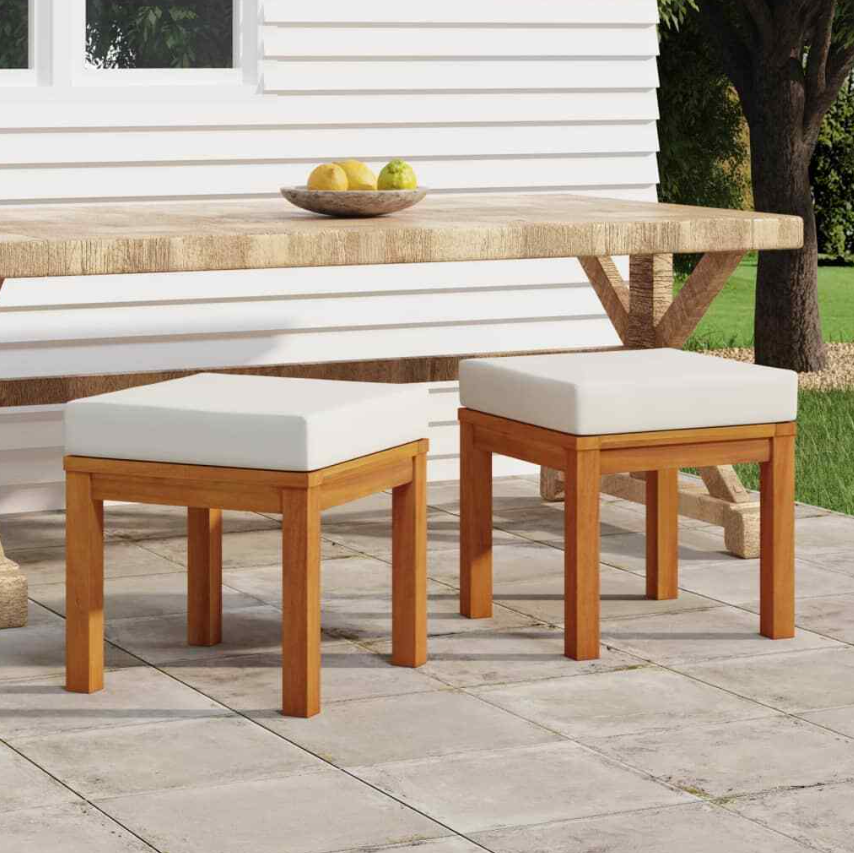 Patio Stools with Cushions 2 pcs 15.7"x15.7"x16.5" Solid Wood Acacia