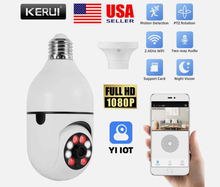 360° 1080P IP E27 Light Bulb Camera Wi-Fi IR Night Smart Home Wireless Security