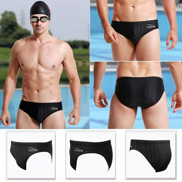 Men Sport Trunks Quick Dry Shark Skin Swim Competition Boxer Briefs Sharkskin Shorts Swimwear
