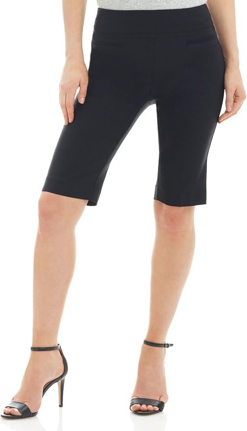 Rekucci Ease into Comfort, 12 Inch Inseam Modern City Pull On Shorts, Dressy Shorts for Women Business Casual