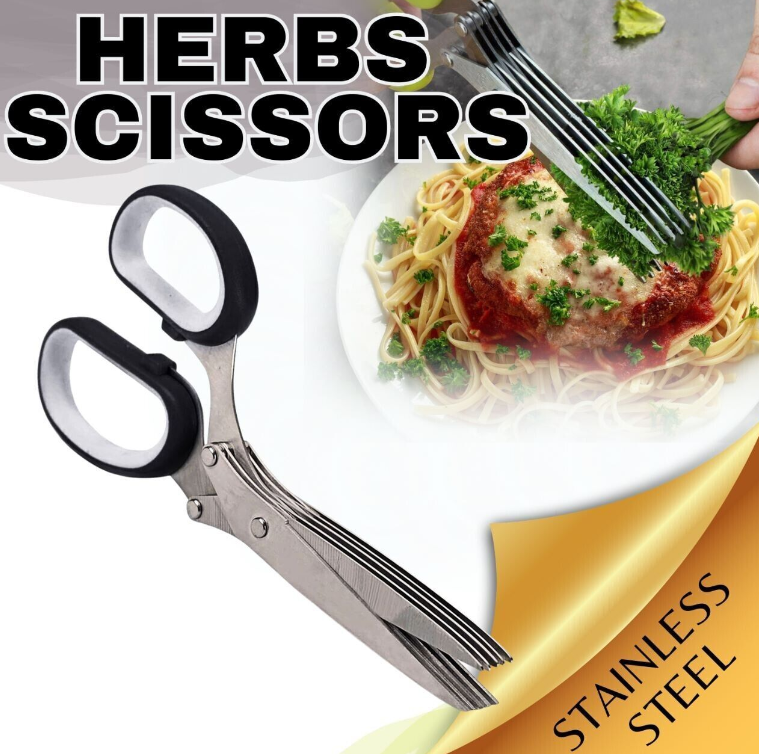 5-Blade Herb Scissors Set with Cover - Multipurpose Shears for Chopping Herbs