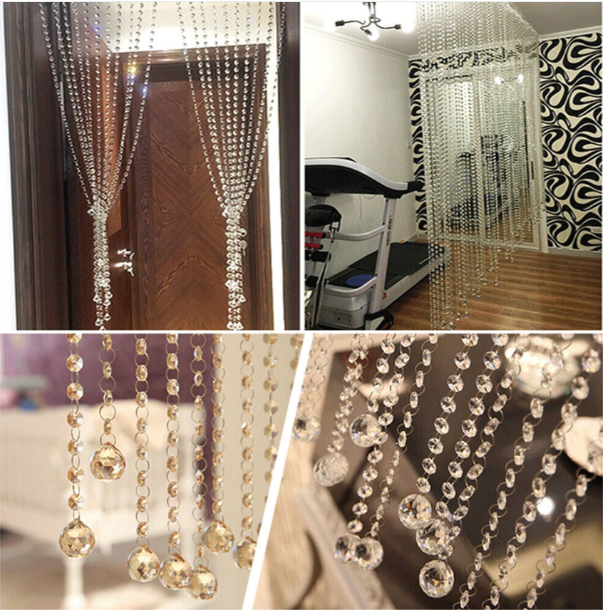 1M Crystal Bead Curtain Partition Living Room Bedroom Wedding Party Decor Crafts