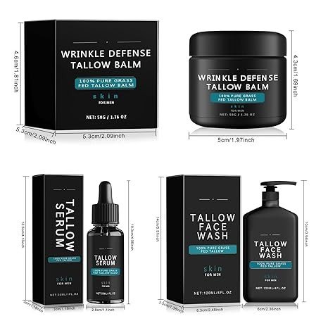 3Set Forge- Wrinkle Defense Tallow Balm,Skin Care for Men, (Tallow Cream + Tallow Night Serum + Tallow Face Wash) Tallow Balm Face Moisturizer,Mens Facial Care Kit,Anti-Wrinkle Night Serum Anti Aging