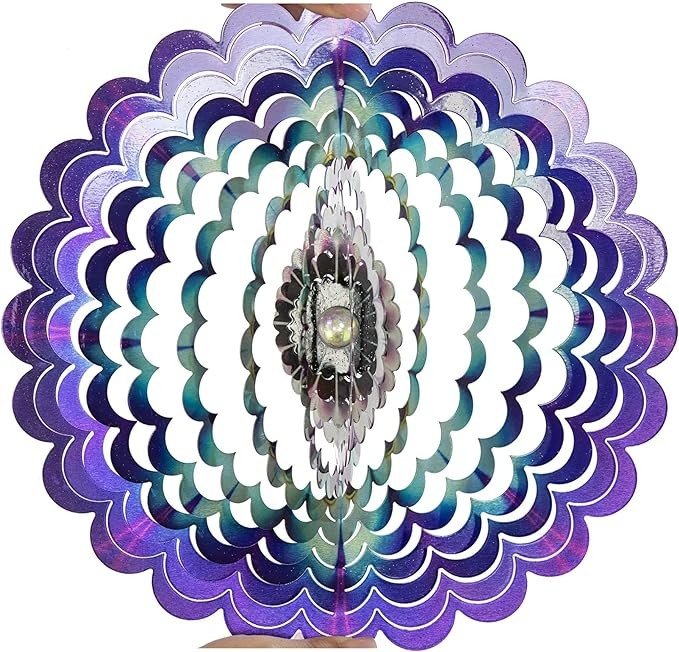 VP Home Floral Burst Mandala Kinetic Wind Spinner for Yard and Garden Wind Spinner Outdoor Metal Large Hanging Mandala Decor 3D Garden Art Wind Sculpture Spinners