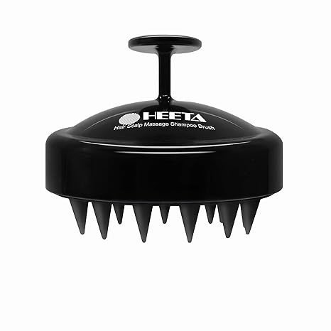 HEETA Scalp Massager Hair Growth, Scalp Scrubber with Soft Silicone Bristles for Hair Growth & Dandruff Removal, Hair Shampoo Brush for Scalp Exfoliator, Whole Black