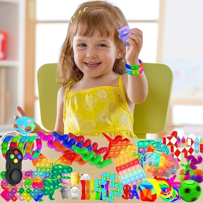 MOZACI Fidget Toys, 120 Pack Fidgets Set Stocking Stuffers for Kids Party Favors Autism Sensory Toy Bulk Adults Kids Boys Girls Teens Stress Autistic ADHD Anxiety Carnival Treasure Classroom Prizes