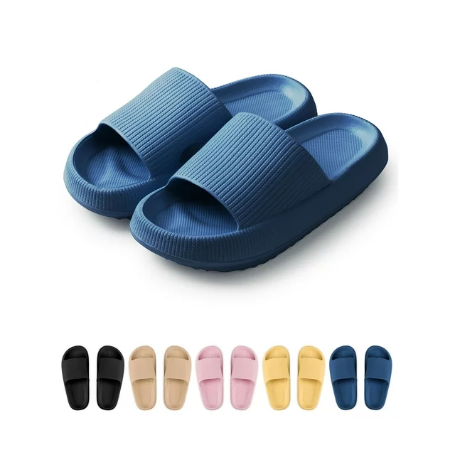 Gustave Clouds Anti-Slip Slippers for Women and Men, Shower Bathroom Slides Sandals House Slippers Comfort Thick Sole Slides, Size 5-14
