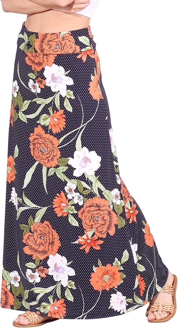 Popana Womens Long Maxi Skirt - Made in USA Long Skirts for Women Trendy - Casual Convertible Sundress Plus Size Maxi Skirt
