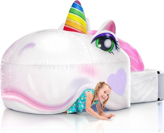 Light-Up Air Tent, Inflatable Blow Up Tent - Unicorn Toys, 30 Seconds Setup - Kids Toys, Age 3 4 5 6 7 8 Years Old - Fort Building - Birthday Gift Idea for Boys and Girls Ages 4-6 (Unicorn)
