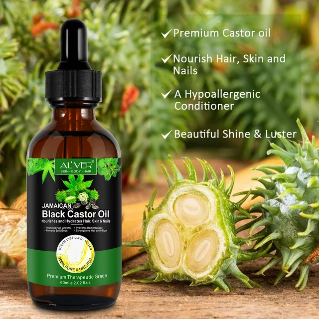 2 Pack ALiver Jamaican Black Castor Oil for Hair Growth, Pure Cold Pressed - Balance Scalp Oil - Strengthen Nail - Nourish Skin - Promote Blood Circulation, Natural Hair & Body Oil