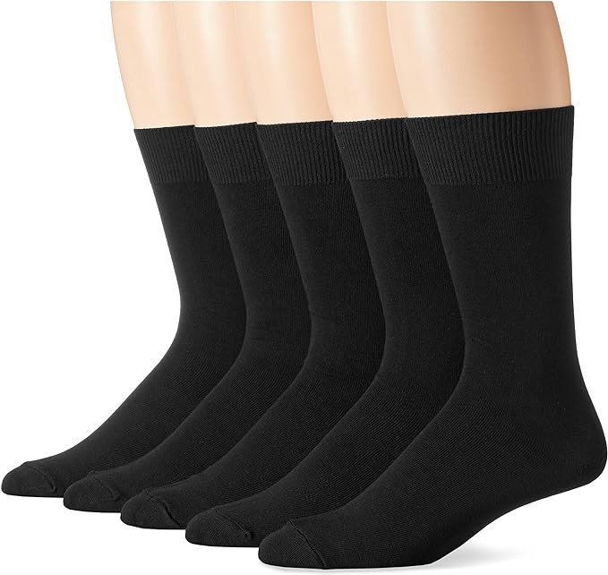 Amazon Essentials Men's Solid Dress Socks, 5 Pairs