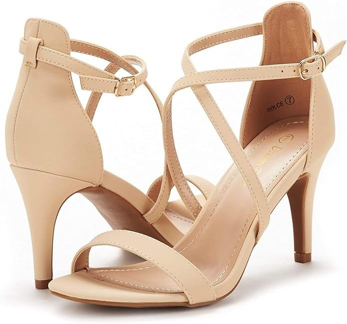 DREAM PAIRS Women's DOLCE Fashion Stilettos Open Toe Pump Heel Sandals