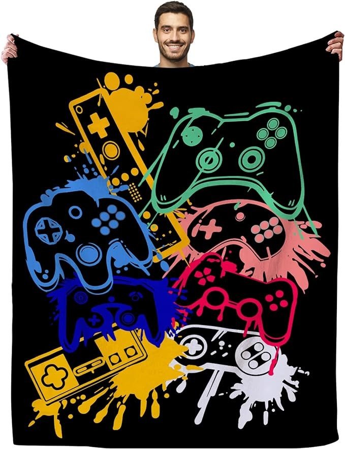 Gamer Blanket Super Soft Flannel Gaming Throw Blanket Cozy Lightweight Blankets Gamer Gifts for Men Boys 50" X40"