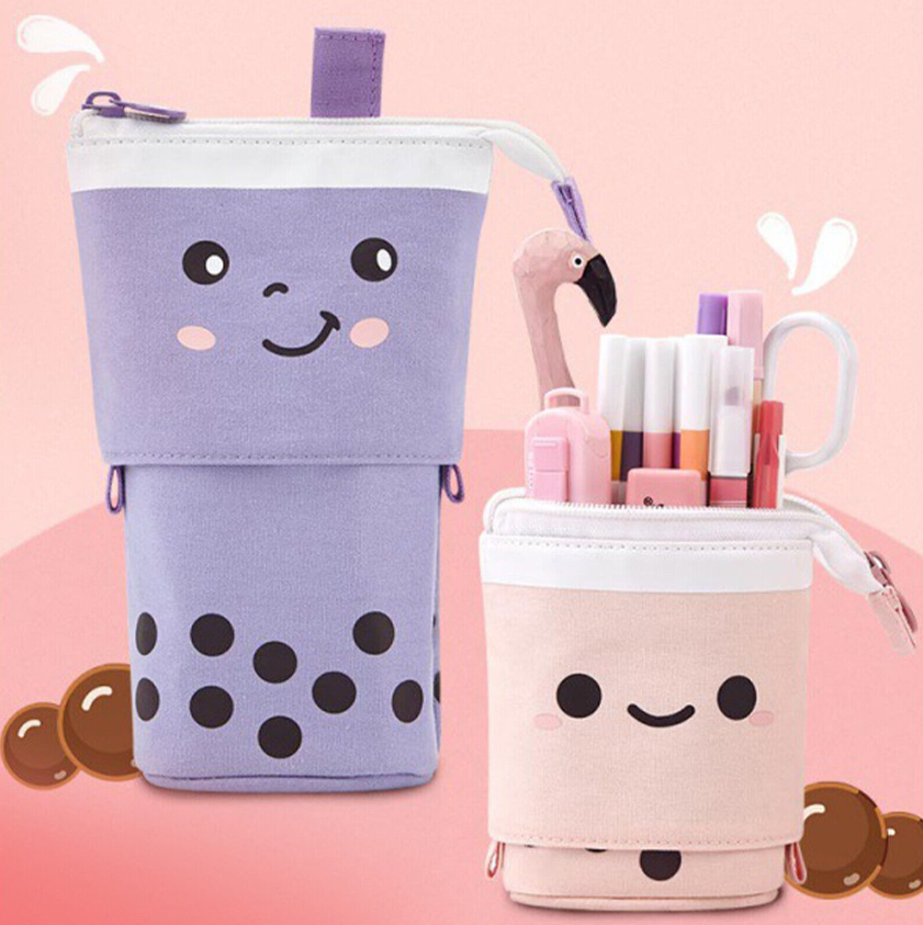 Stand Up Pencil Holder Stationery Pouch Bag Telescopic Pencil Case Pen Box Cute