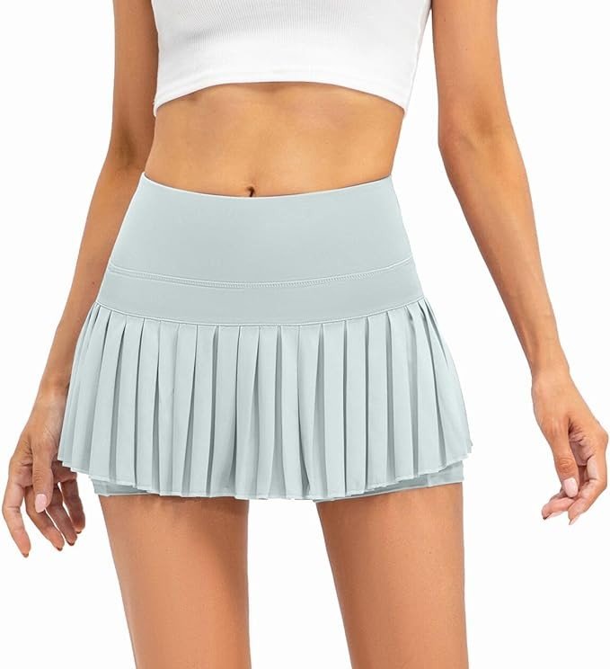Raroauf Womens Pleated Tennis Skirts with Shorts High Waisted Mini Skirt Golf Skort Athletic Skirts Workout Pickball