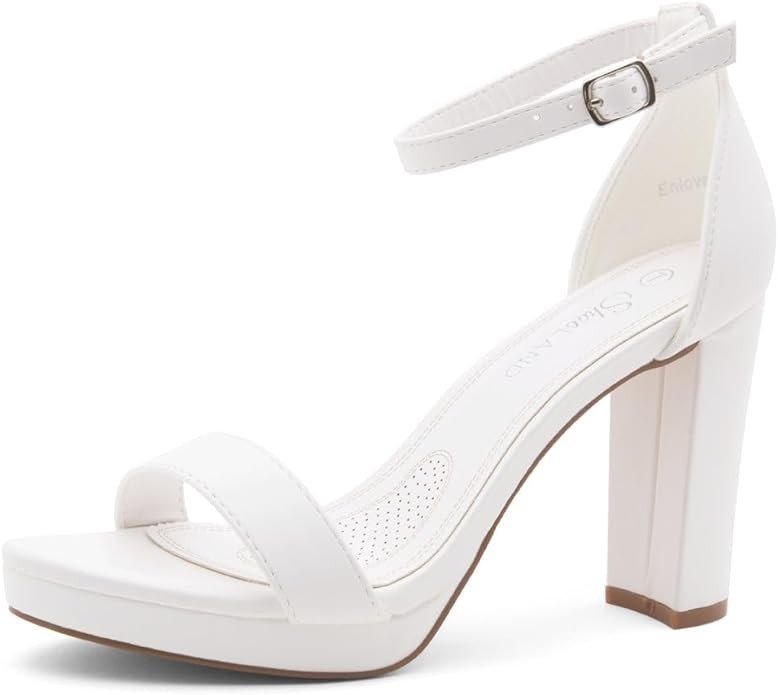 Shoe Land Womens Enlove Platform Heels Open Toe Block Heeled Sandals Dressy Ankle Strappy Heels Chunky High Heel Sandal for Prom Wedding Party