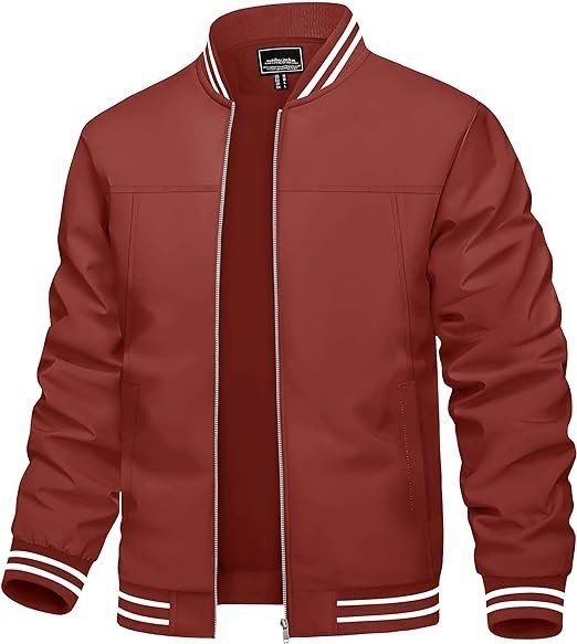 TACVASEN Men's Lightweight Jacket Casual Spring Fall Windbreaker Bomber Zip Up Coat With Pocket