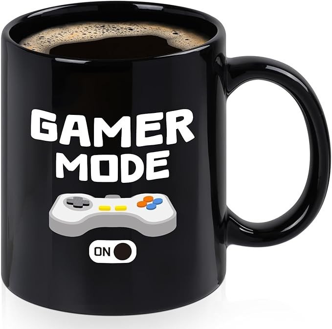 YHRJWN Gaming Gifts for Men, Gamer Mode ON Coffee Mug for Game Lovers, Gamer Gifts Idea for Christmas Birthday, Gamer Cup for Men Teen, Video Game Presents for Gaming Enthusiasts, 11 Oz Black