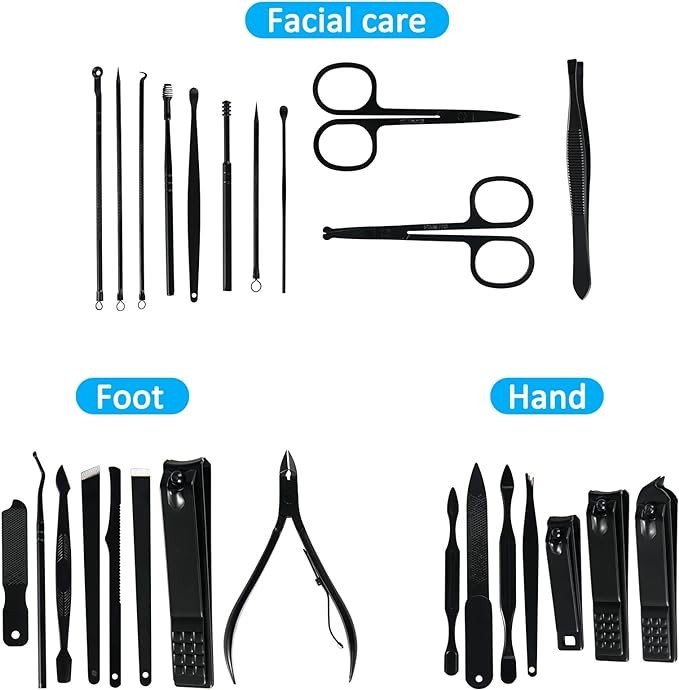Manicure Set Professional Nail Clipper Kit-26 Pieces Stainless Steel Manicure Kit,Nail Care Tools with Luxurious Travel Case
