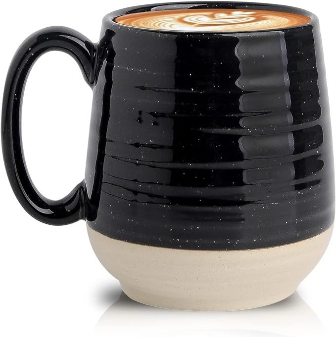 Hasense Large Coffee Mug, 20 oz Ceramic Coffee Cup with Comfortable Handle for Office and Home, Ideal for Coffee Tea Latte, Dishwasher Microwave Safe, 1 PCS(Black)
