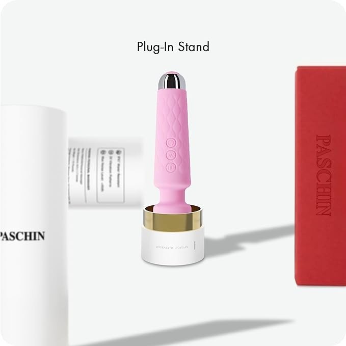 PASCHIN Personal Massager - Memory Feature - Quiet & Waterproof - Cordless Vibrating Wand - Powerful for Tension Relief, Muscle, Neck, Back, Shoulder, Sports Recovery (Pink)