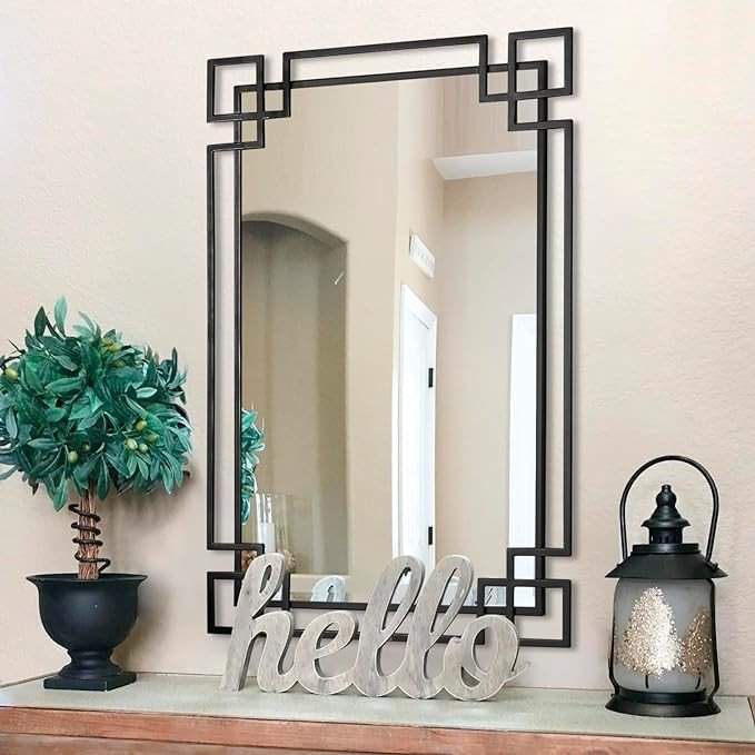 Autdot Black Mirror for Wall Decorative, 36''X24'' Modern Living Room Mirror with Metal Frame, Large Wall Mirror for Bathroom, Entryway, Dining Room
