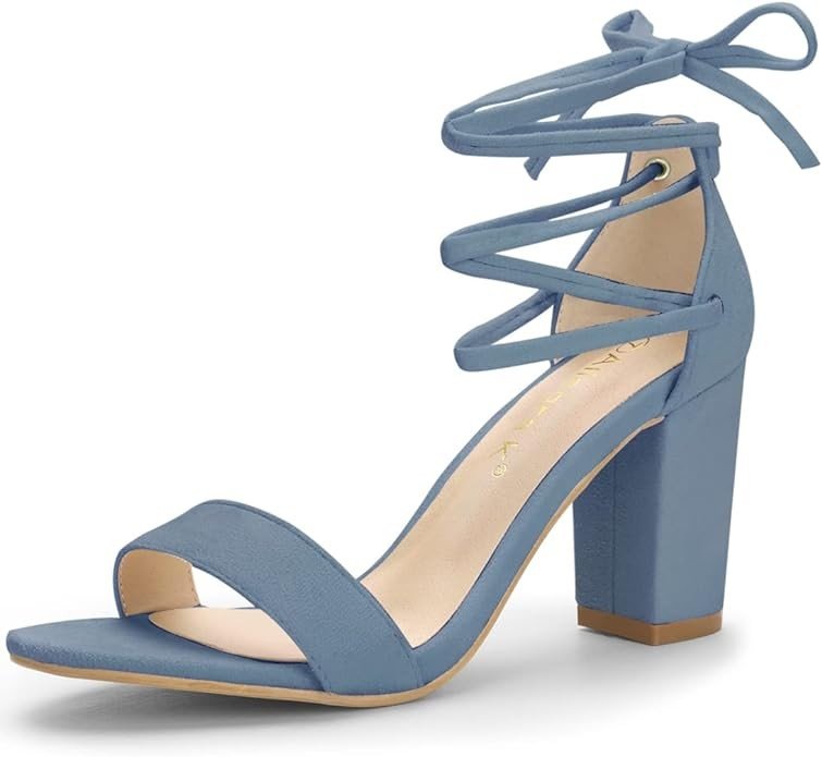 Allegra K Women's Tie Up Strappy Heels Chunky High Heels Sandal