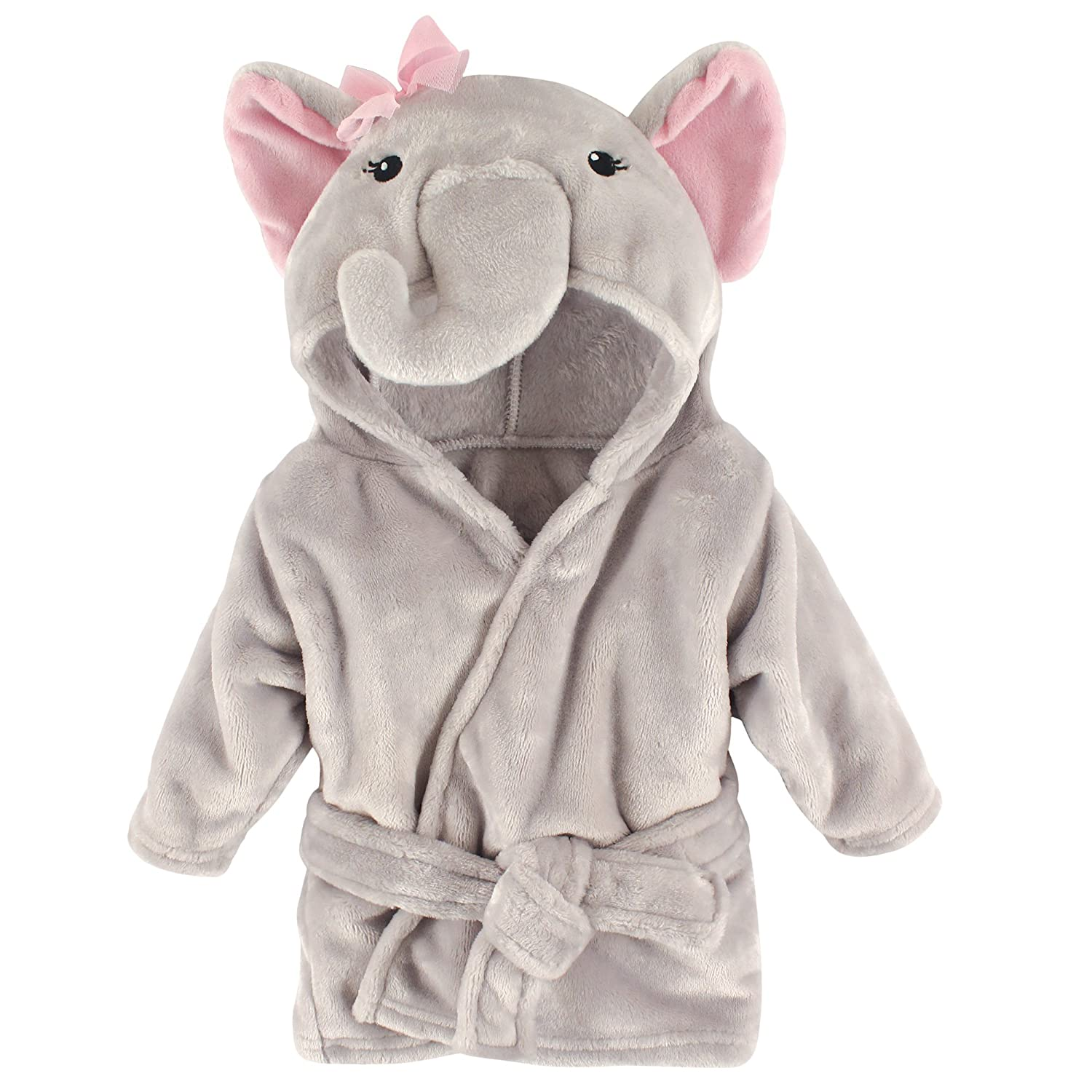 Unisex Baby Plush Animal Face Bathrobe, Pretty Elephant, 0-9 Months
