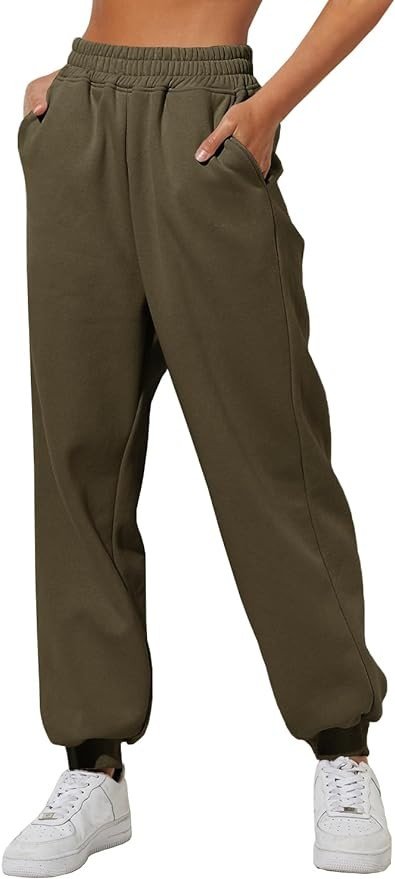 Yovela Womens High Waisted Baggy Sweatpants 2024 Fall Jogger Pants Y2k Trendy Lounge Trousers with Pockets