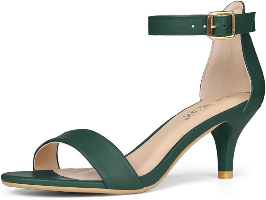 Allegra K Women's Ankle Strap Kitten Heel Sandals